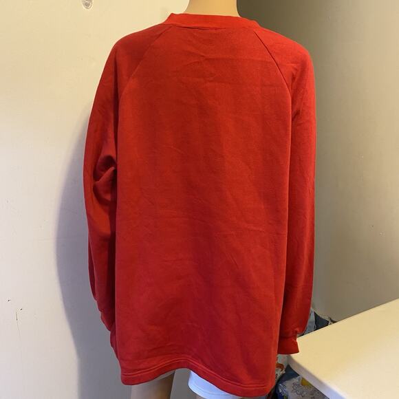 Vintage 90s Ugly Christmas Tree Bears Sweater Holiday Women 1X Fleece VNeck Red - Picture 5 of 5